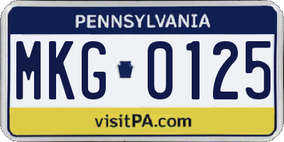 PA license plate MKG0125