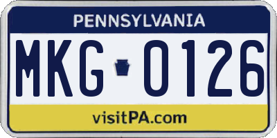 PA license plate MKG0126