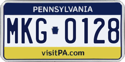 PA license plate MKG0128