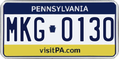 PA license plate MKG0130
