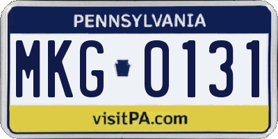 PA license plate MKG0131