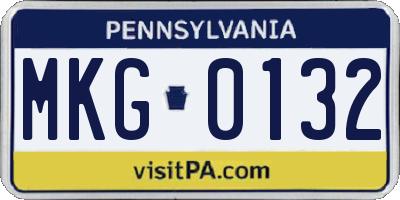 PA license plate MKG0132