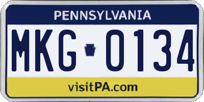PA license plate MKG0134