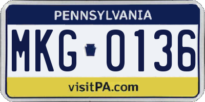 PA license plate MKG0136