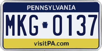 PA license plate MKG0137