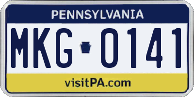 PA license plate MKG0141