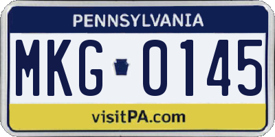 PA license plate MKG0145