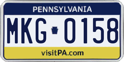 PA license plate MKG0158