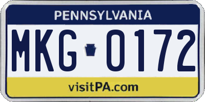 PA license plate MKG0172