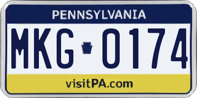 PA license plate MKG0174