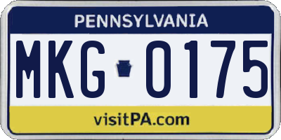 PA license plate MKG0175