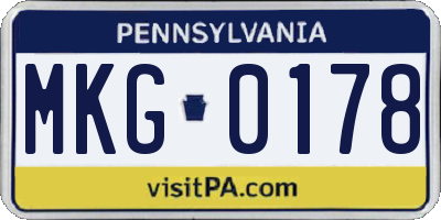 PA license plate MKG0178