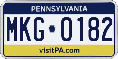 PA license plate MKG0182