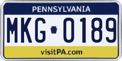 PA license plate MKG0189