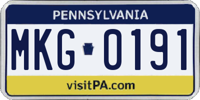 PA license plate MKG0191