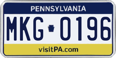 PA license plate MKG0196