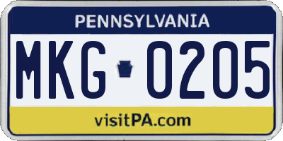 PA license plate MKG0205