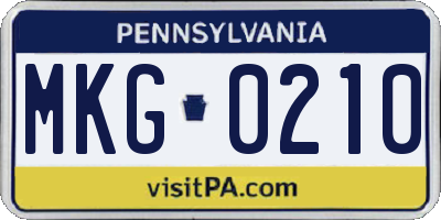 PA license plate MKG0210