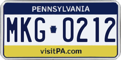 PA license plate MKG0212