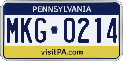PA license plate MKG0214