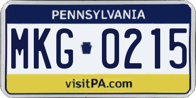 PA license plate MKG0215