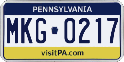 PA license plate MKG0217