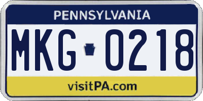PA license plate MKG0218