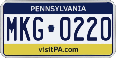 PA license plate MKG0220