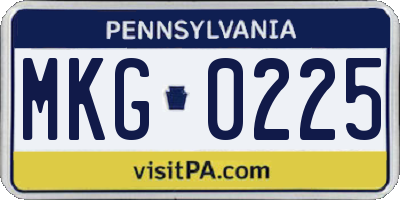 PA license plate MKG0225