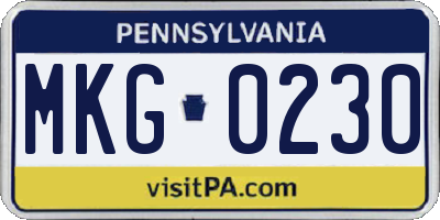 PA license plate MKG0230