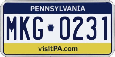 PA license plate MKG0231
