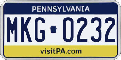 PA license plate MKG0232