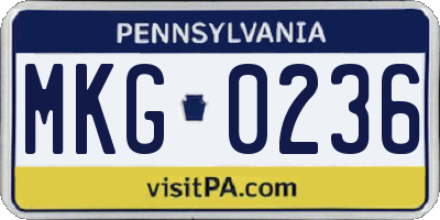 PA license plate MKG0236