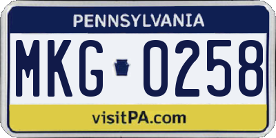 PA license plate MKG0258