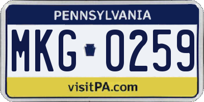 PA license plate MKG0259