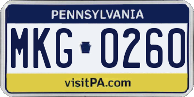 PA license plate MKG0260