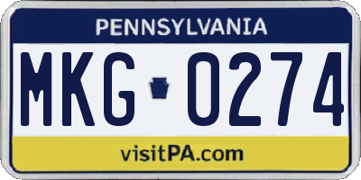 PA license plate MKG0274