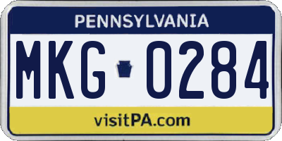 PA license plate MKG0284