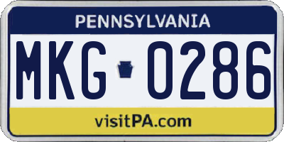 PA license plate MKG0286