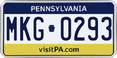 PA license plate MKG0293