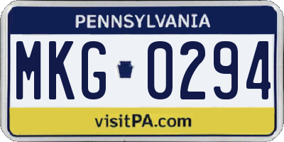 PA license plate MKG0294