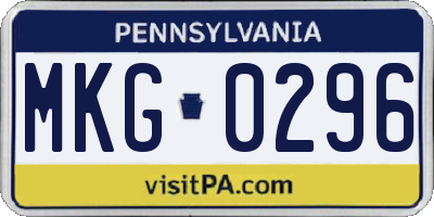 PA license plate MKG0296