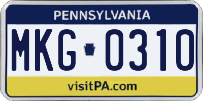 PA license plate MKG0310