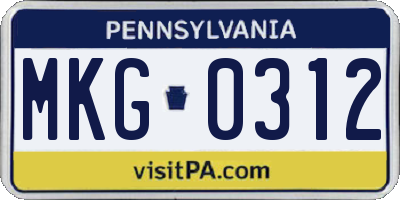 PA license plate MKG0312