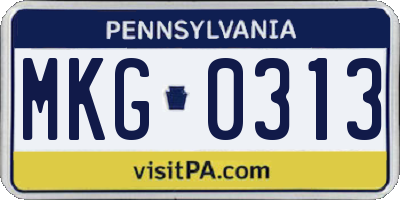 PA license plate MKG0313