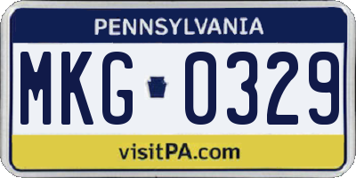 PA license plate MKG0329