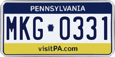 PA license plate MKG0331