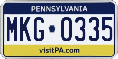 PA license plate MKG0335
