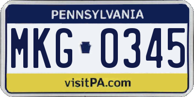 PA license plate MKG0345