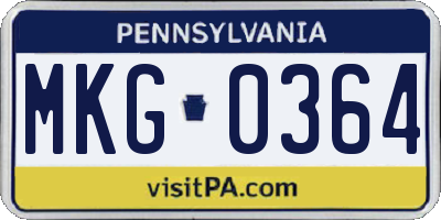 PA license plate MKG0364